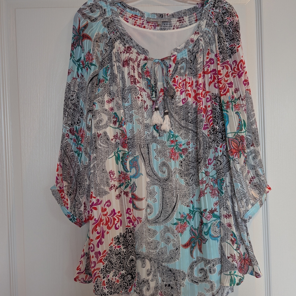Daniel Rainn Blue and Red Paisley Blouse